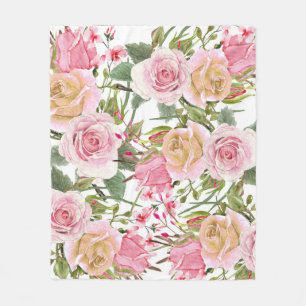 Watercolor Roses Fleece Blanket