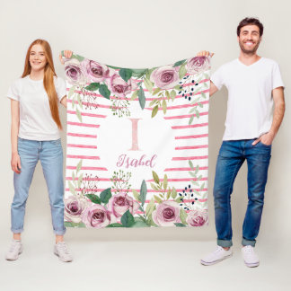 Watercolor roses fleece blanket