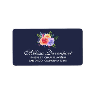 Watercolor Roses Floral Bouquet Label