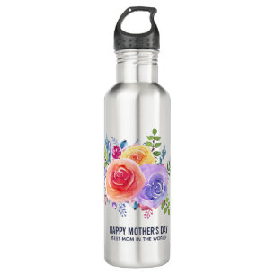 Watercolor Roses Floral Bouquet Mother's Day 710 Ml Water Bottle
