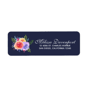 Watercolor Roses Floral Bouquet Return Address Label