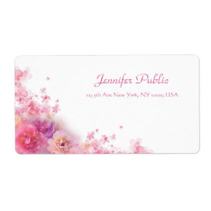 Watercolor Roses Floral Modern Elegant Hand Script