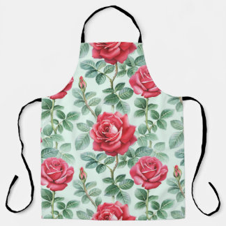 Watercolor Roses: Floral Seamless Illustration. Apron