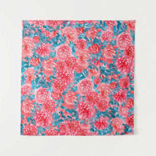 Watercolor Roses Floral Tapestry