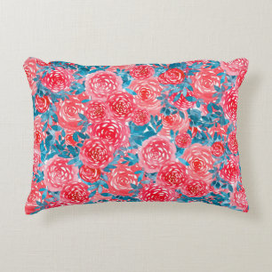 Watercolor Roses Floral Tapestry Decorative Cushion