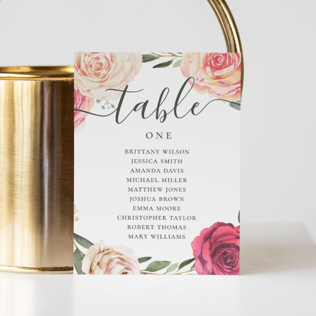 Watercolor roses. Floral wedding seating chart Invitation (Creator Uploaded)