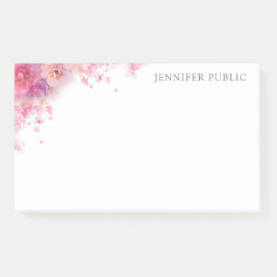 Watercolor Roses Flowers Elegant Floral Template Post-it Notes