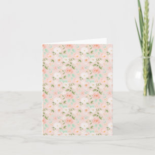 Watercolor Roses Flowers in Pink and Peach Note Card