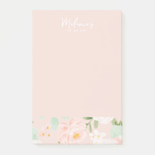 Watercolor Roses Flowers in Pink and Peach Post-it Notes