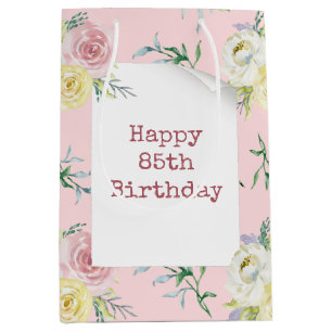 Watercolor Roses for 85th Birthday Medium Gift Bag
