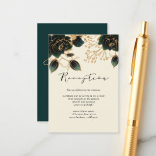Watercolor Roses Gold Reception Enclosure Card