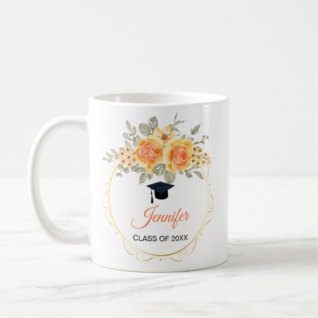 Watercolor Roses Graduate Mug (Left)