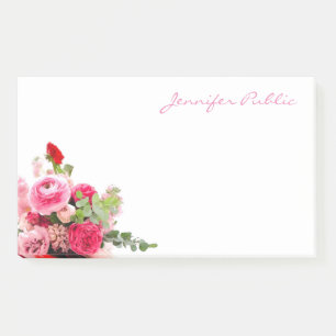Watercolor Roses Hand Script Elegant Art Template Post-it Notes