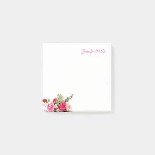 Watercolor Roses Hand Script Text Floral Template Post-it Notes