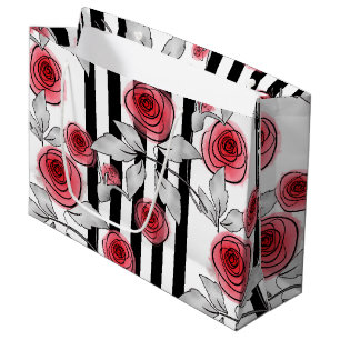 Watercolor roses large gift bag