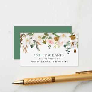 Watercolor Roses Magnolias Wedding Registry Insert