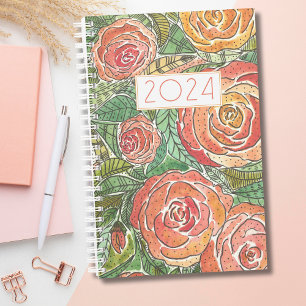 Watercolor Roses Monthly Planner