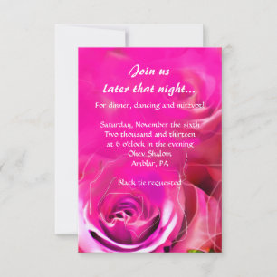 WATERCOLOR ROSES NEON Bat Mitzvah Party Card