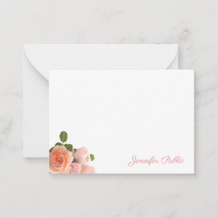 Watercolor Roses Pastel Colours Trendy Handwritten Card
