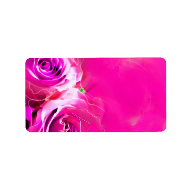 WATERCOLOR ROSES PINK NEON Bat Mitzvah Address Label (Front)