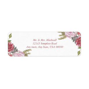 Watercolor Roses Return Address Label