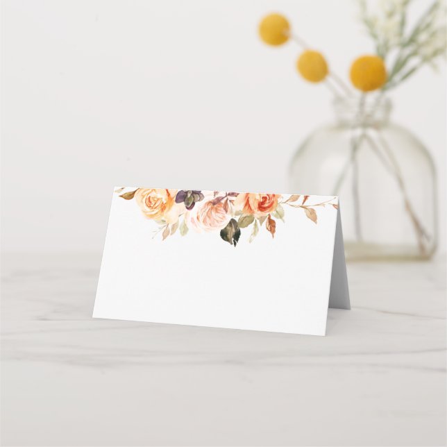 Watercolor Roses Shabby Chic Place Cards (Front)