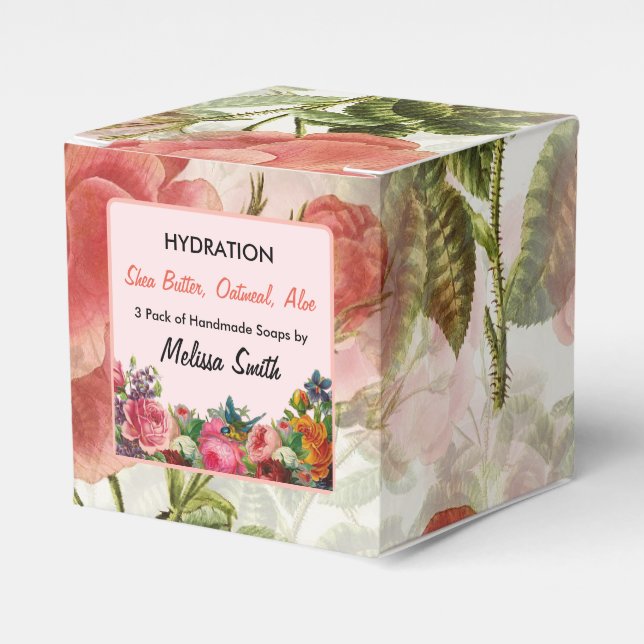 Watercolor Roses Soap Product Label Promo Box (Front Side)