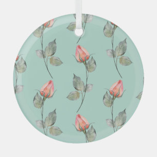 Watercolor Roses: Spring Floral Seamless Glass Tree Decoration