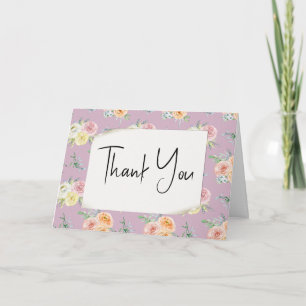 Watercolor Roses Thank You Card