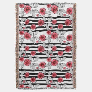 Watercolor roses throw blanket