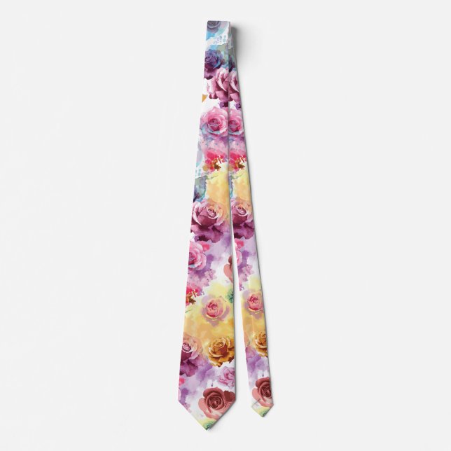 Watercolor Roses Tie (Front)