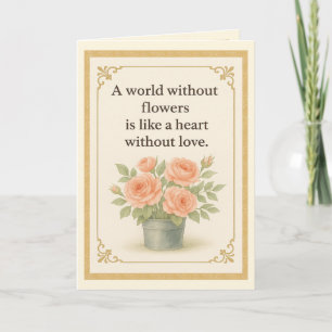 Watercolor Roses Vintage Tin Bucket Blank Card