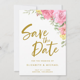 Watercolor Roses Wedding Save The Date Invitation