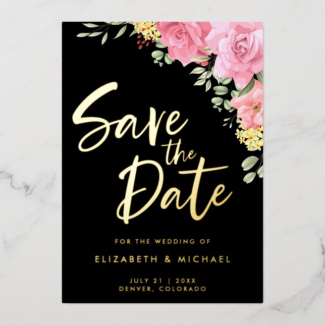 Watercolor Roses Wedding Save The Date Invitation (Front)