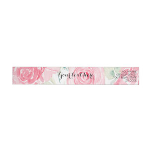 Watercolor roses wrap around label