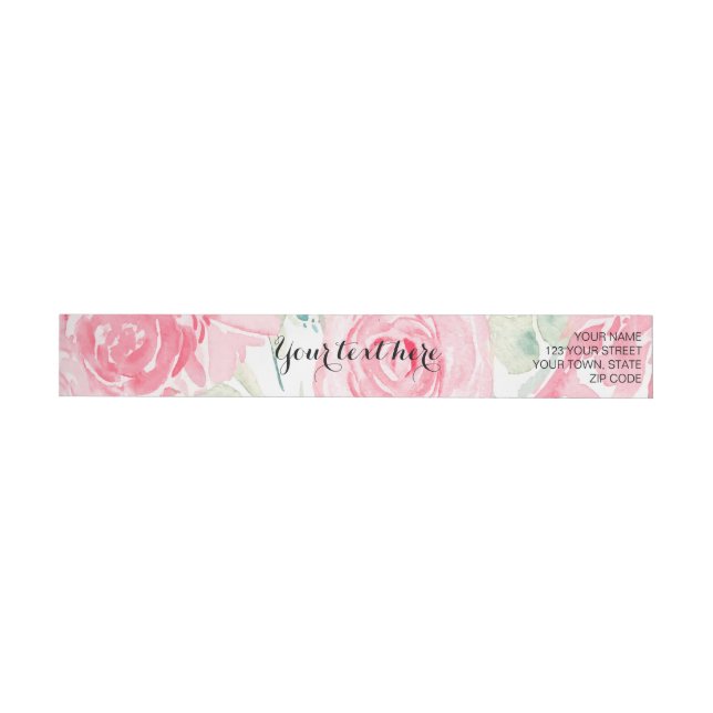 Watercolor roses wrap around label (Individual)