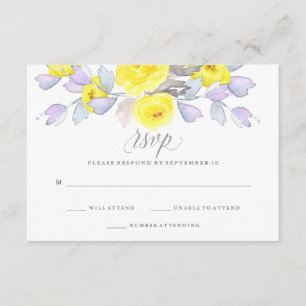 Watercolor Roses   Yellow Purple and Grey   RSVP