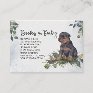 Watercolor Rottie Puppy Book Request Baby Shower Enclosure Card