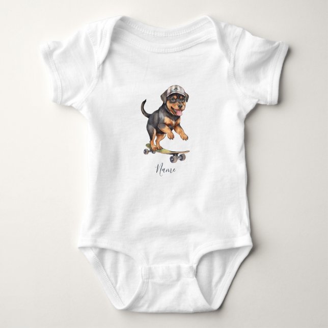Watercolor Rottweiler Baby Bodysuit (Front)