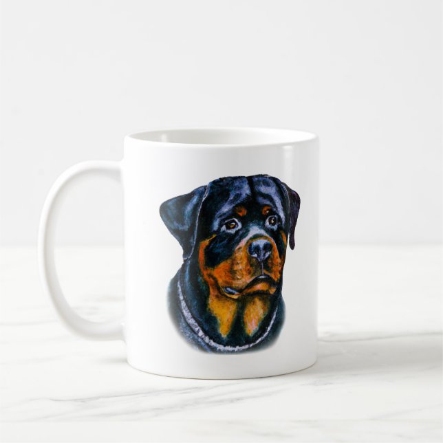 Watercolor Rottweiler Coffee Mug (Left)