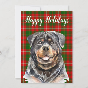 Watercolor Rottweiler Dog Custom Holiday Card