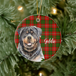 Watercolor Rottweiler Dog Personalized Ceramic Ornament