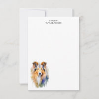 Watercolor Rough Collie Personalised Thank You