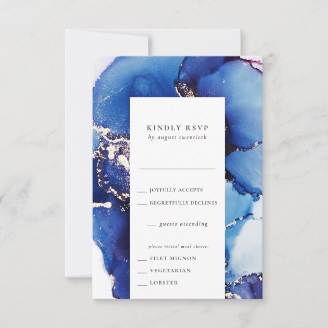 Watercolor RSVP Card with Meal Choices (Front)