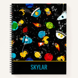 Watercolor Rubber Duck Astronauts Personalised Notebook