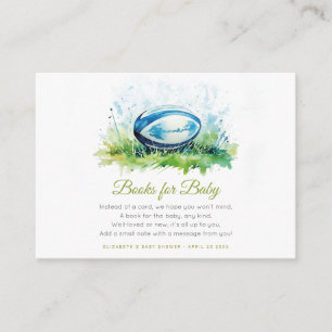 Watercolor Rugby Baby Shower Books for Baby Enclosure Card