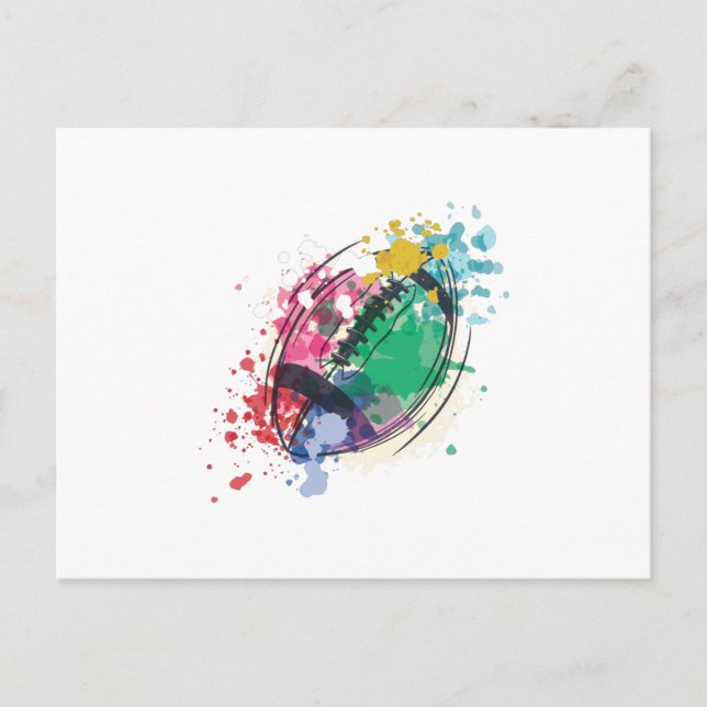 Watercolor rugby ball postcard (Front)