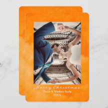 Watercolor Russet Orange Elegant Christmas Card