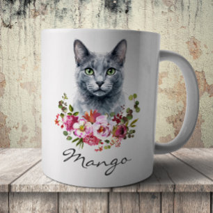 Watercolor Russian Blue Cat Coffee Mug