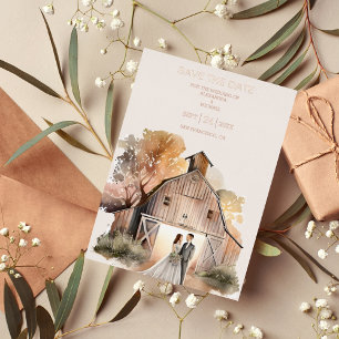 Watercolor Rustic Barn Wedding